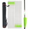 AMEYXGS 34 Inch Carbon Arrows 400 Spine Hunting Arrows with Removable Tips and 4 Turkey Feather Target Practice Arrow for Compound & Recurve & Long Bow 6/12 Pcs (Green Set, 12 pcs) view 1