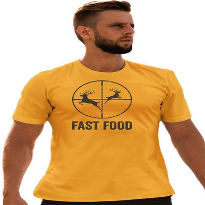Go All Out 3X-Large Gold Adult Deer Hunting Fast Food Funny Hunter T-Shirt