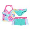Loloda 3Pcs Girls' Tankini Swimsuits Halter Backless Tops with Shorts Bottoms Beach Sport Bathing Suit Colorful 4 Years view 1