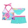 Loloda 3Pcs Girls' Tankini Swimsuits Halter Backless Tops with Shorts Bottoms Beach Sport Bathing Suit Colorful 4 Years view 2