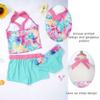 Loloda 3Pcs Girls' Tankini Swimsuits Halter Backless Tops with Shorts Bottoms Beach Sport Bathing Suit Colorful 4 Years view 3