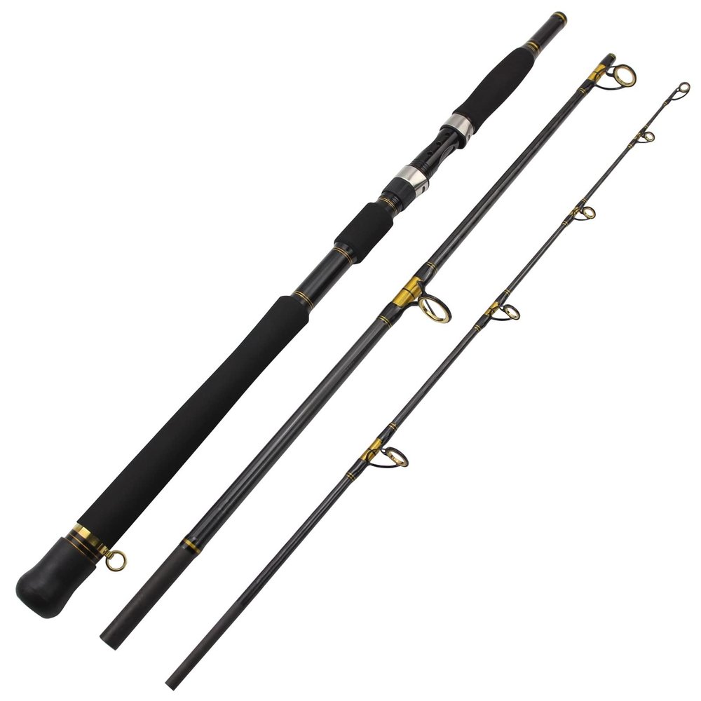 2.1M Super-Strong and Super-Hard Fishing Rod 3 Sections Portable High-Carbon Deep-sea Boat Fishing Rod, Big Fish Fishing Rod, Long-Casting Rod ZYHYD (Size : 2.1m)