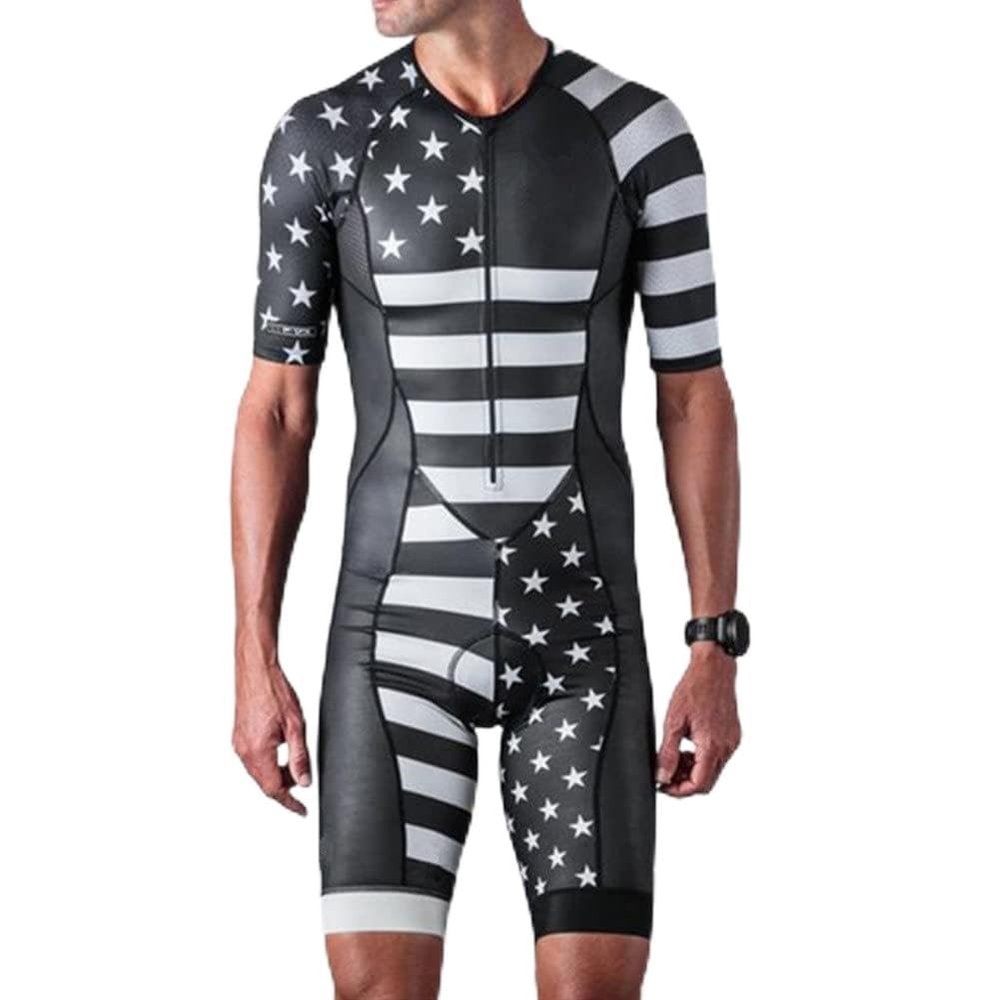 CYTSH Men's Cycling Jersey Triathlon Suit Bodysuit Jersey Skinsuit Bicycle Splash Clothes Speed Knitted Sets Jumpsuit Culotte (Color : 03, Size : XXL)