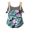 Daenrui Kids Girls One Piece Bathing Suit Rainbow Straps Ruffle Swimwear Hawaiian Beach Floral Swimsuit Green Lily 6 Years view 2