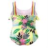 Daenrui Kids Girls One Piece Bathing Suit Rainbow Straps Ruffle Swimwear Hawaiian Beach Floral Swimsuit Yellow 6 Years view 2