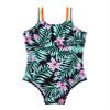 Daenrui Kids Girls One Piece Bathing Suit Rainbow Straps Ruffle Swimwear Hawaiian Beach Floral Swimsuit Green Lily 4 Years view 3