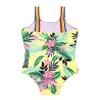 Daenrui Kids Girls One Piece Bathing Suit Rainbow Straps Ruffle Swimwear Hawaiian Beach Floral Swimsuit Yellow 4 Years view 4
