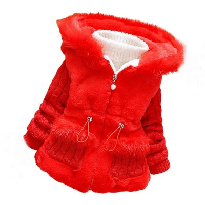 Baby Girls Winter Autumn Warm Hooded Jacket Coat (Red, 2 Years)