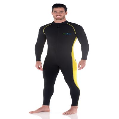 EcoStinger Men Full Body Swimsuit Sun Guard Stinger Suit Dive Skin UPF50+ Black Yellow (XS)
