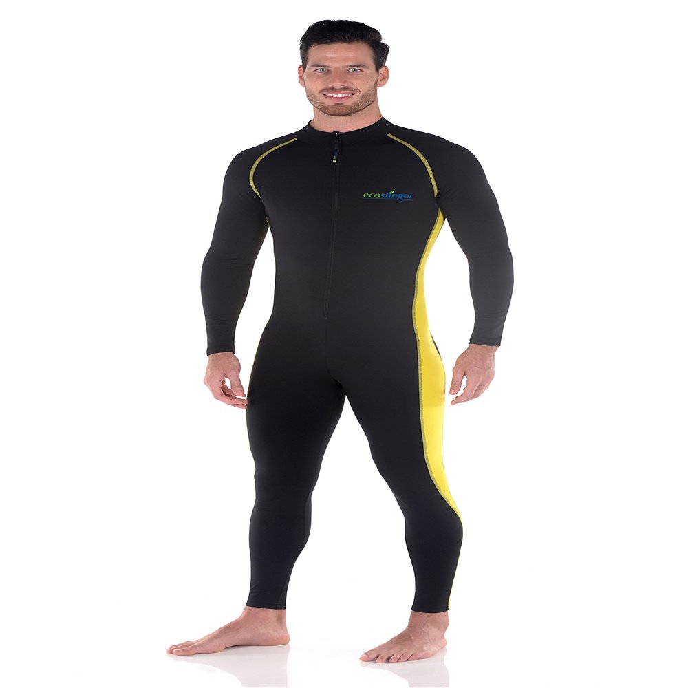 EcoStinger Men Full Body Swimsuit Sun Guard Stinger Suit Dive Skin UPF50+ Black Yellow (XS)
