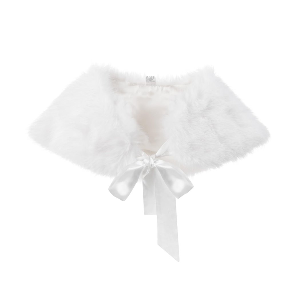 IPENNY Flower Girls Faux Fur Wrap Shawl Flower Kids Princess Cape Wedding Bridesmaid Bolero Shrug Christmas Party Costume Dress Up