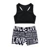 Sxiwei Kids Girls Active Sports Suit Gymnastics Dance Outfits Sleeveless Crop Top with Booty Shorts Set Black 3-4 Years view 3