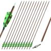 29 inch Archery Carbon Arrows Hunting Arrows Target Arrows 12 PCS Real Feather vanes and Removable Tips Spine 400 500 600 for Compound Bows Recurve Bows Long Bows (Green,Spine 500) view 1