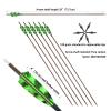 29 inch Archery Carbon Arrows Hunting Arrows Target Arrows 12 PCS Real Feather vanes and Removable Tips Spine 400 500 600 for Compound Bows Recurve Bows Long Bows (Green,Spine 500) view 2