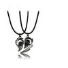COLORFUL BLING 2Pcs Love Heart Matching Pendant Necklace Set 100 Languages I Love You Sun and Moon for Him and Her Couple Best Friends Promise Projection Jewelry-Black B view 1