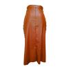 Midi Pencil Skirts for Women's Knee Length Faux Leather Skirts with Belt High Waisted Front Slit Pencil Skirt Khaki view 4