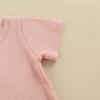 Ayalinggo Newborn Baby Girl Boy Clothes Solid Ribbed Short Sleeve Button Shirt Romper Shorts Set Summer Outfits (Pink,18-24 Months) view 4