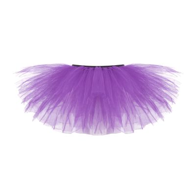 Adult Vintage Tutu Skirt for Women Teens Classic Elastic 5 Layered Tulle Party Marathon Dance Costume Skirts Purple