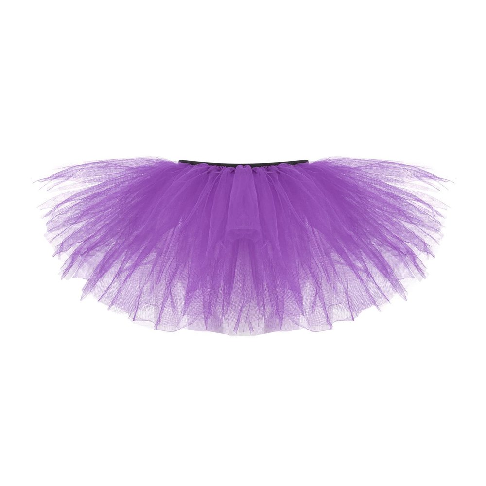 Adult Vintage Tutu Skirt for Women Teens Classic Elastic 5 Layered Tulle Party Marathon Dance Costume Skirts Purple