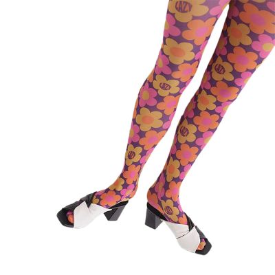 Adoeren Tie Dye Tights High Waist Control Top Sheer Pantyhose Y2K Vintage Legging Thigh High Stockings For Women (Flower, One Size)