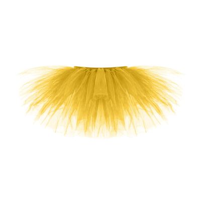 Adult Vintage Tutu Skirt for Women Teens Classic Elastic 5 Layered Tulle Party Marathon Dance Costume Skirts Yellow