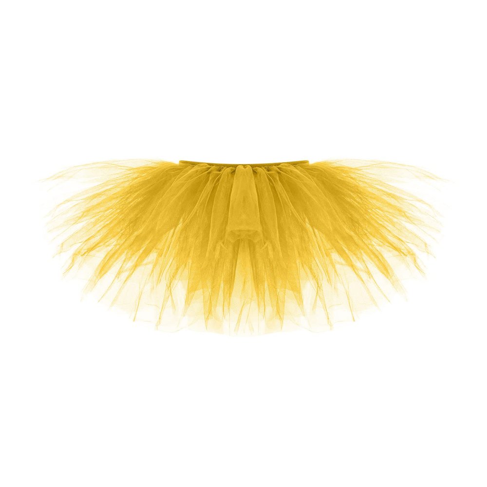Adult Vintage Tutu Skirt for Women Teens Classic Elastic 5 Layered Tulle Party Marathon Dance Costume Skirts Yellow