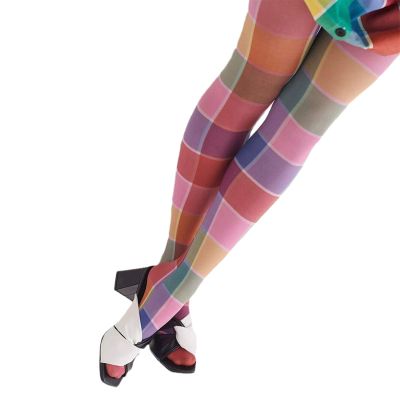 Adoeren Tie Dye Tights High Waist Control Top Sheer Pantyhose Y2K Vintage Legging Thigh High Stockings For Women (Plaid, One Size)