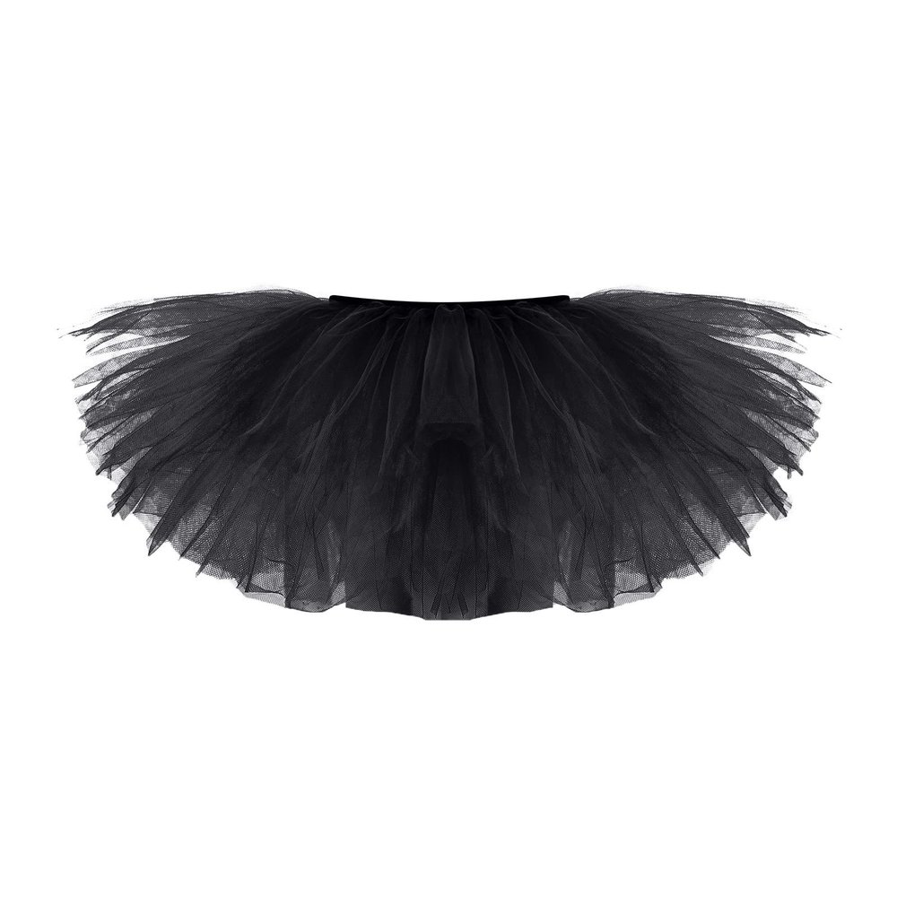 Adult Vintage Tutu Skirt for Women Teens Classic Elastic 5 Layered Tulle Party Marathon Dance Costume Skirts Black