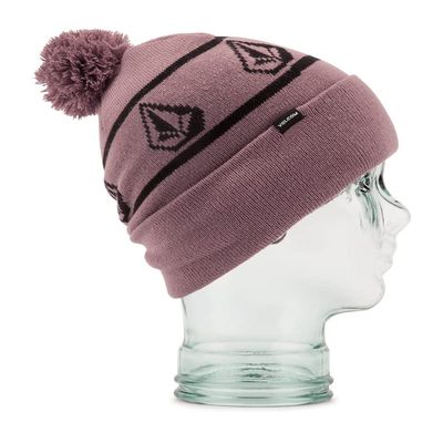 Volcom Boys' Powder Pom Roll Over Snowboard Beanie, Rosewood S3, One Size