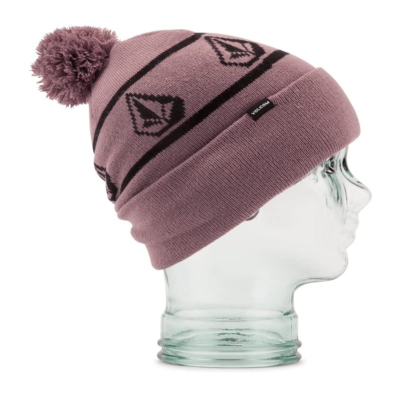 Volcom Boys' Powder Pom Roll Over Snowboard Beanie, Rosewood S3, One Size