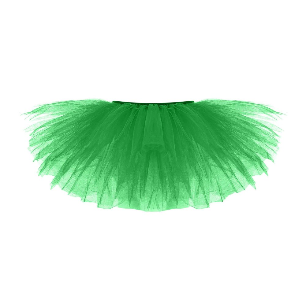 Adult Vintage Tutu Skirt for Women Teens Classic Elastic 5 Layered Tulle Party Marathon Dance Costume Skirts Green