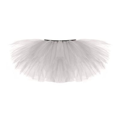 Adult Vintage Tutu Skirt for Women Teens Classic Elastic 5 Layered Tulle Party Marathon Dance Costume Skirts White