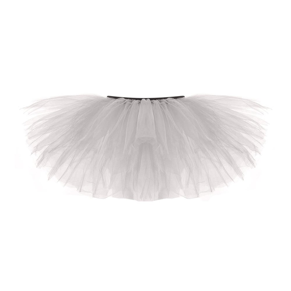 Adult Vintage Tutu Skirt for Women Teens Classic Elastic 5 Layered Tulle Party Marathon Dance Costume Skirts White