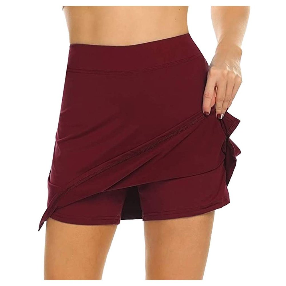 NaRHbrg Performance Sports Skorts for Women's Lightweight Golf Skirts Inner Shorts Tennis Running Workout Skorts Wine