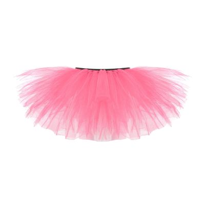 Adult Vintage Tutu Skirt for Women Teens Classic Elastic 5 Layered Tulle Party Marathon Dance Costume Skirts Pink