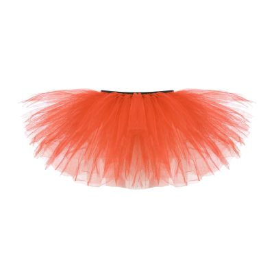 Adult Vintage Tutu Skirt for Women Teens Classic Elastic 5 Layered Tulle Party Marathon Dance Costume Skirts Orange
