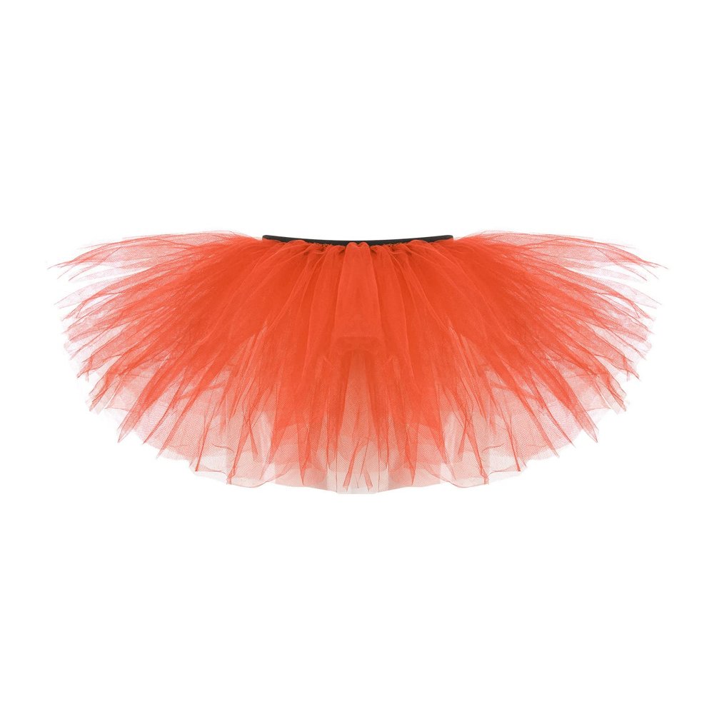 Adult Vintage Tutu Skirt for Women Teens Classic Elastic 5 Layered Tulle Party Marathon Dance Costume Skirts Orange