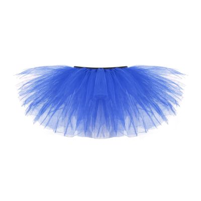 Adult Vintage Tutu Skirt for Women Teens Classic Elastic 5 Layered Tulle Party Marathon Dance Costume Skirts Blue