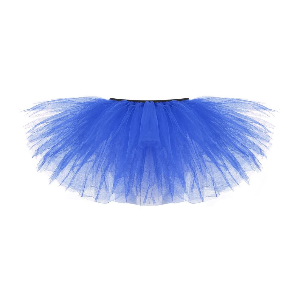 Adult Vintage Tutu Skirt for Women Teens Classic Elastic 5 Layered Tulle Party Marathon Dance Costume Skirts Blue