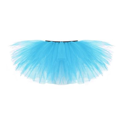 Adult Vintage Tutu Skirt for Women Teens Classic Elastic 5 Layered Tulle Party Marathon Dance Costume Skirts Sky Blue