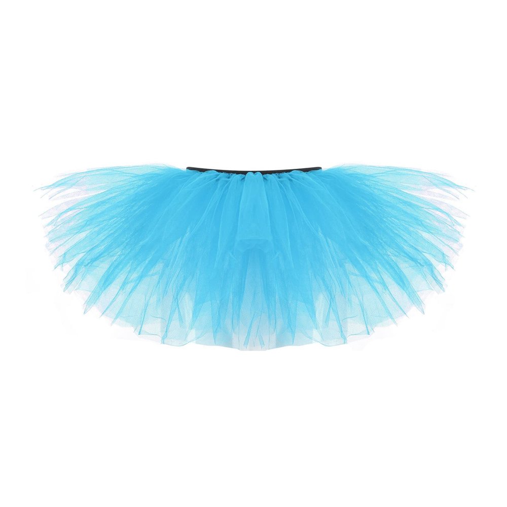 Adult Vintage Tutu Skirt for Women Teens Classic Elastic 5 Layered Tulle Party Marathon Dance Costume Skirts Sky Blue