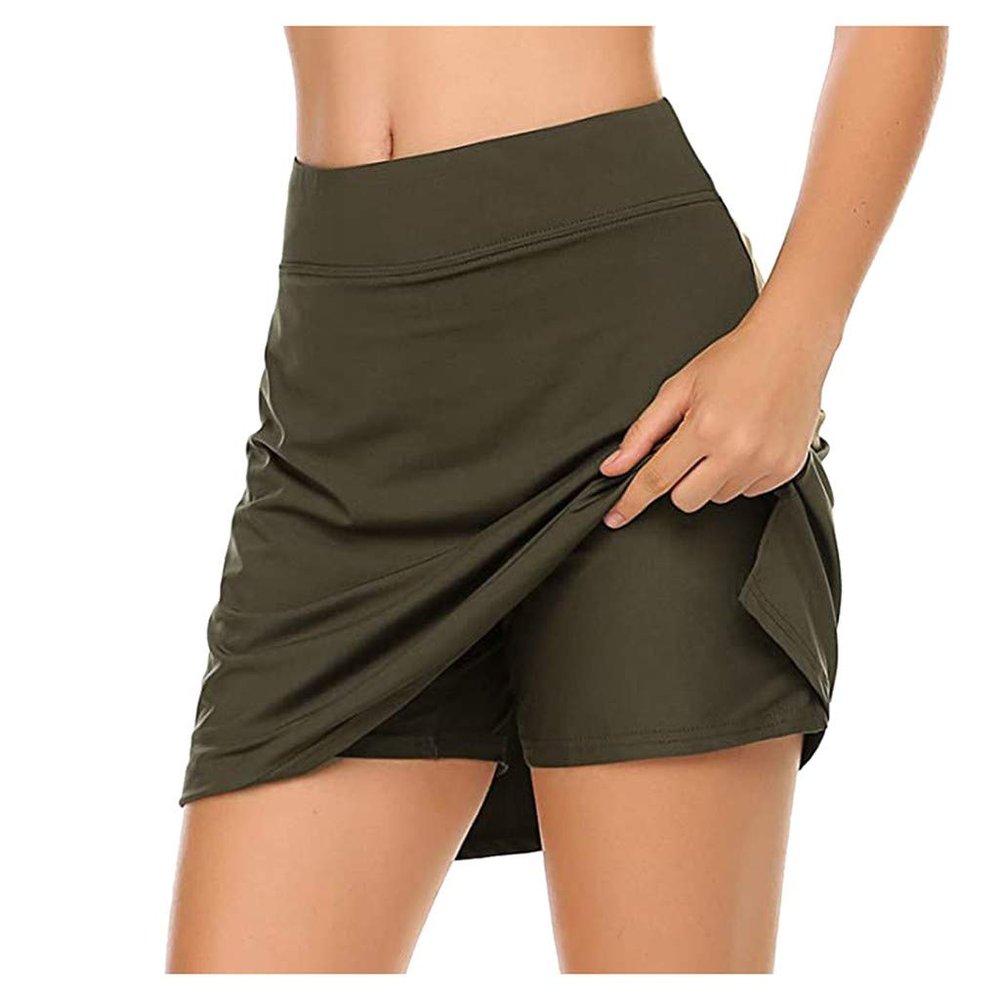 NaRHbrg Performance Sports Skorts for Women's Lightweight Golf Skirts Inner Shorts Tennis Running Workout Skorts Army Green