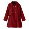 Ikevan Kids Baby Girls Pea Coat Jacket Warm Jacket Winter Simple Breasted Trench Coat Outwear Wool Blend Coat for 18M-6T (Wine, 18-24 Months) view 2