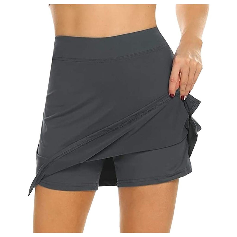 NaRHbrg Performance Sports Skorts for Women's Lightweight Golf Skirts Inner Shorts Tennis Running Workout Skorts Gray