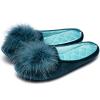GRITHEIM Women's Fuzzy Pom Pom Feather Velvet House Slippers Sexy Cozy Bedroom Slippers for Ladies Non-slip Sole Indoor Outdoor Turquoise 7-8 view 1