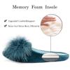 GRITHEIM Women's Fuzzy Pom Pom Feather Velvet House Slippers Sexy Cozy Bedroom Slippers for Ladies Non-slip Sole Indoor Outdoor Turquoise 7-8 view 4