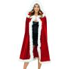 tuduoms Women Christmas Mrs Santa Claus Cloak Xmas Velvet Hooded Cape Costumes Cappa Cloak Cape Christmas Robe Red view 1