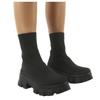 Bcshiye Women's Knit Chunky Heel Sock Boots Round Toe Mid-Calf Booties Chunky Heeled Breathable Slip On Ankle Booties view 1