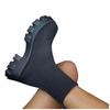 Bcshiye Women's Knit Chunky Heel Sock Boots Round Toe Mid-Calf Booties Chunky Heeled Breathable Slip On Ankle Booties view 3