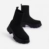 Bcshiye Women's Knit Chunky Heel Sock Boots Round Toe Mid-Calf Booties Chunky Heeled Breathable Slip On Ankle Booties view 4